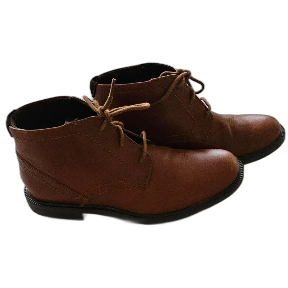 Rockport Berrenger Men’s Leather Chukka Boots 8.5 Brown Lace Up truTECH Comfort